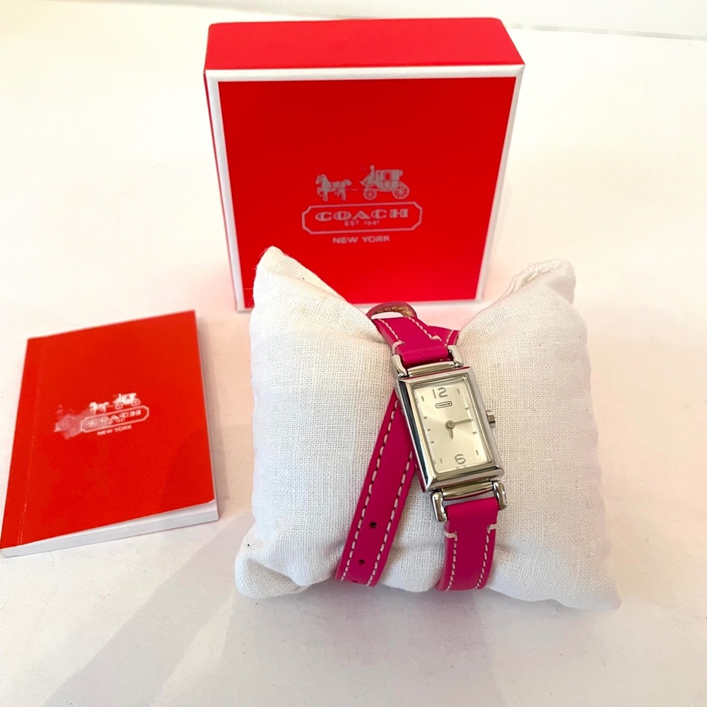 NEW Coach Madison Double Strap Stainless Steel Pink Leather Watch - Picture 3 of 14